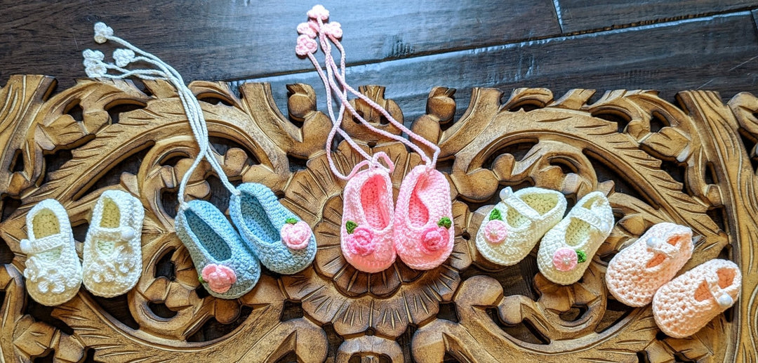 Audrey Crochet Newborn Shoes - Plum Sugar Shoppe
