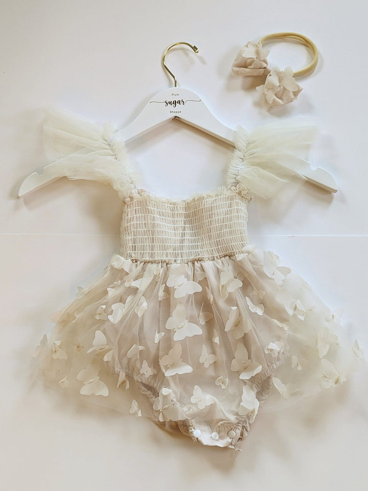 Elizabeth Butterfly Ivory Tulle Dress - Plum Sugar Shoppe