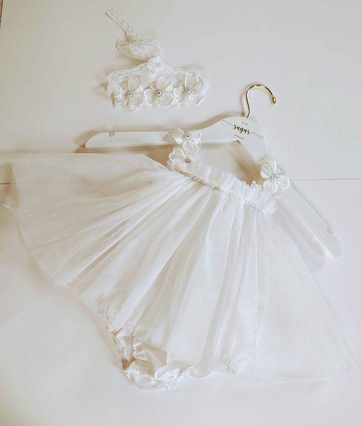 Helena White Tulle and Rhinestone Dress - Plum Sugar Shoppe