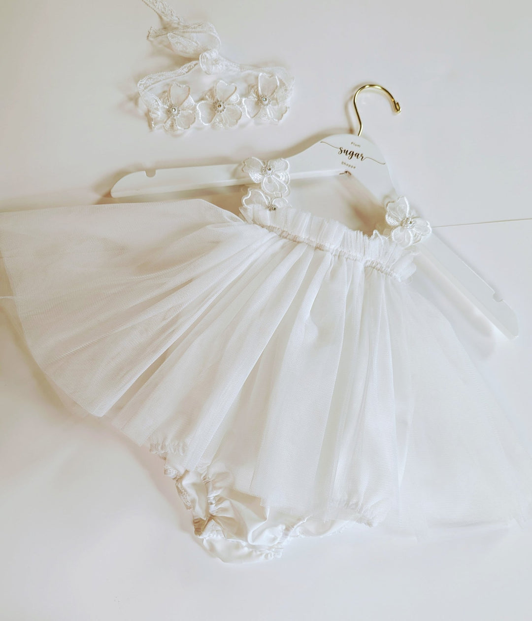 Helena White Tulle and Rhinestone Dress - Plum Sugar Shoppe