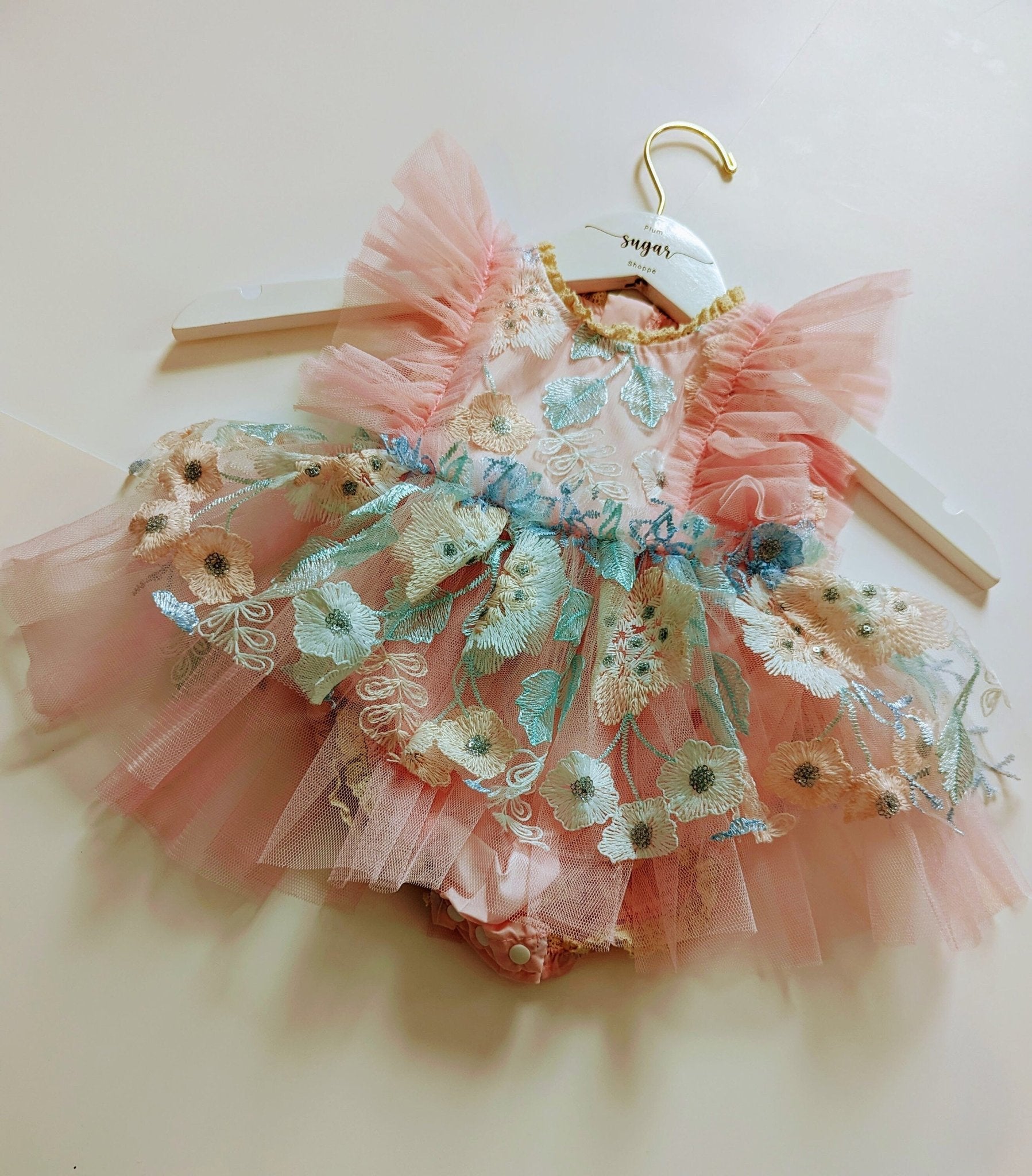 Iris Pink Embroidered Tulle Baby Dress