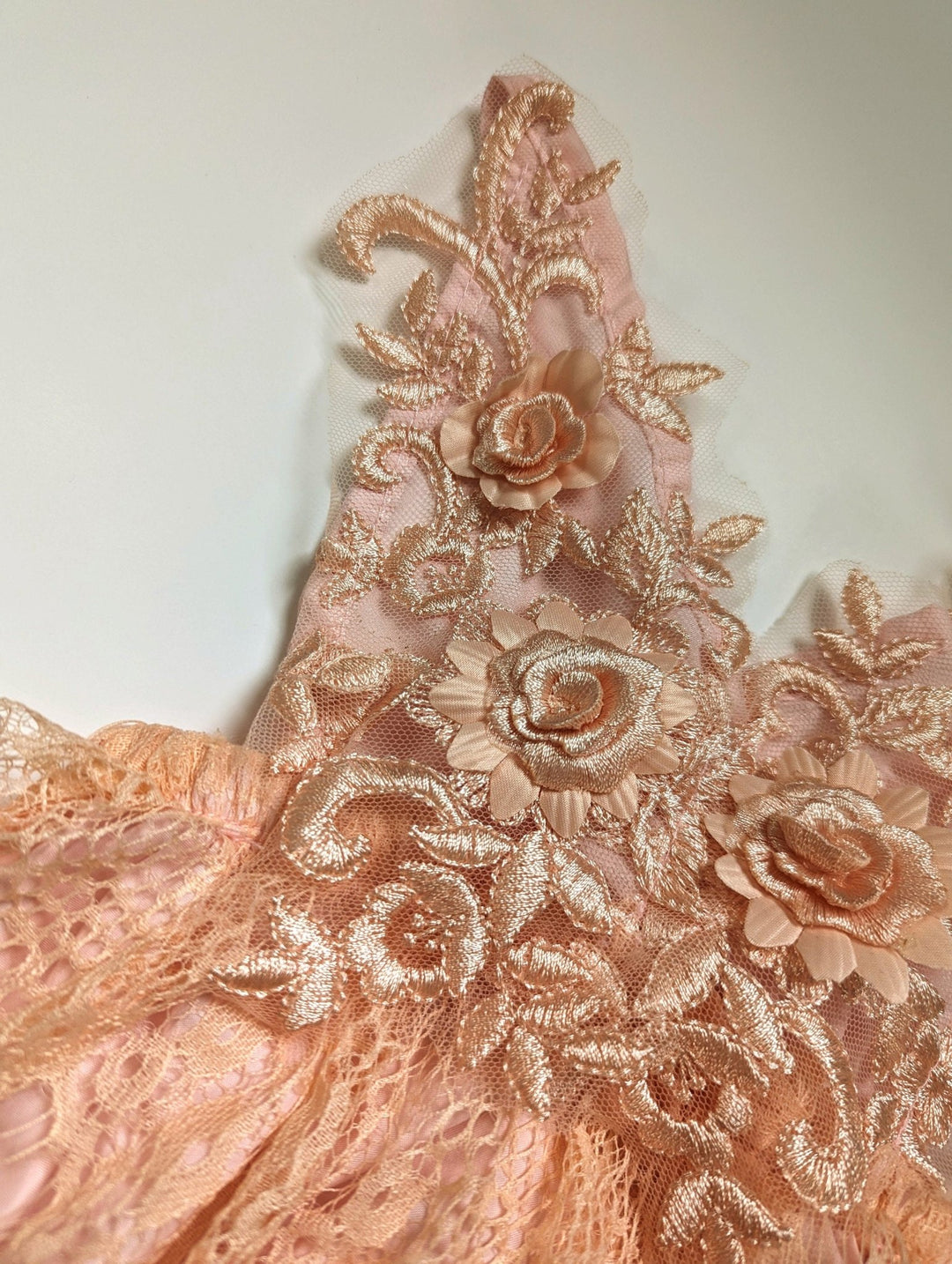 Kinsley Peach Rose Lace Baby Dress - Plum Sugar Shoppe