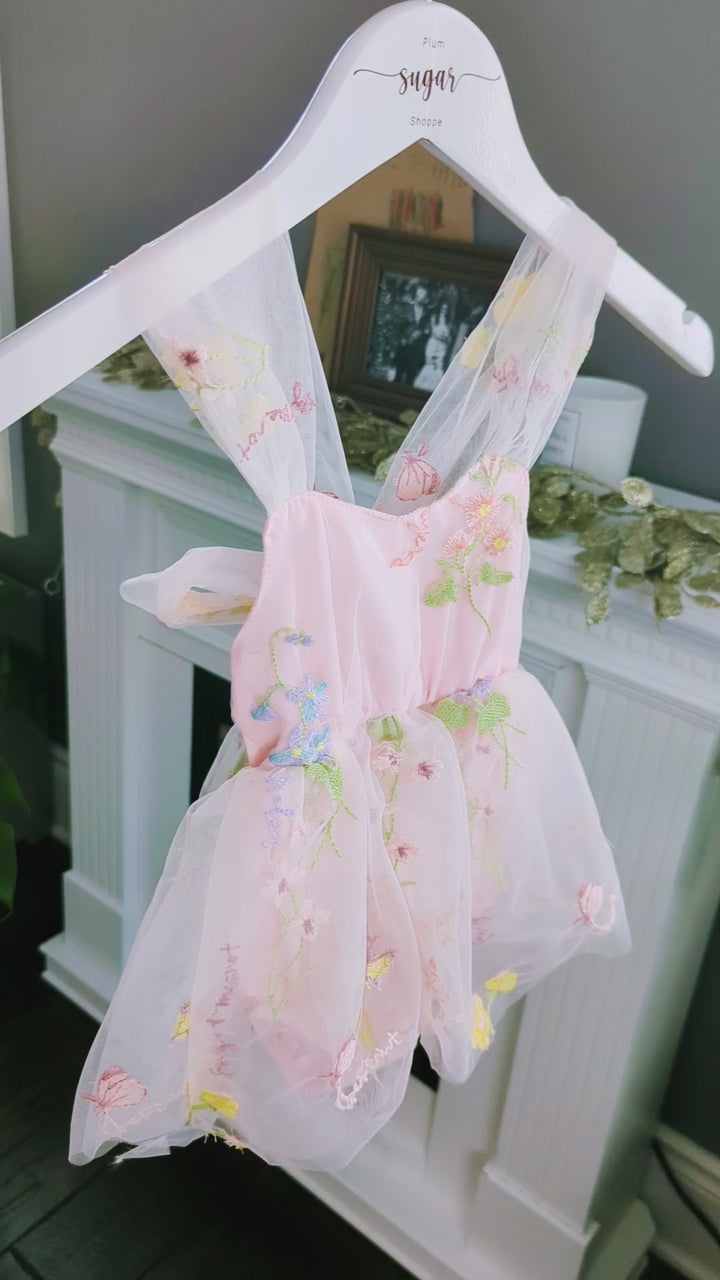 Savanah Pink Embroidered Flower Dress