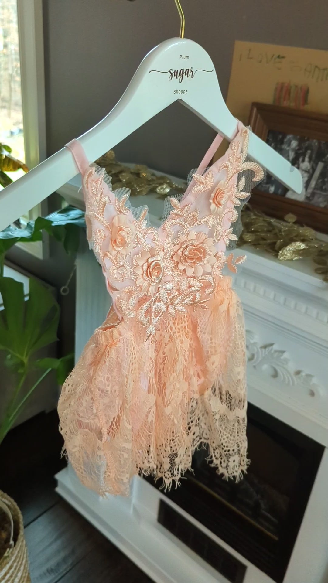 Kinsley Peach Rose Lace Baby Dress