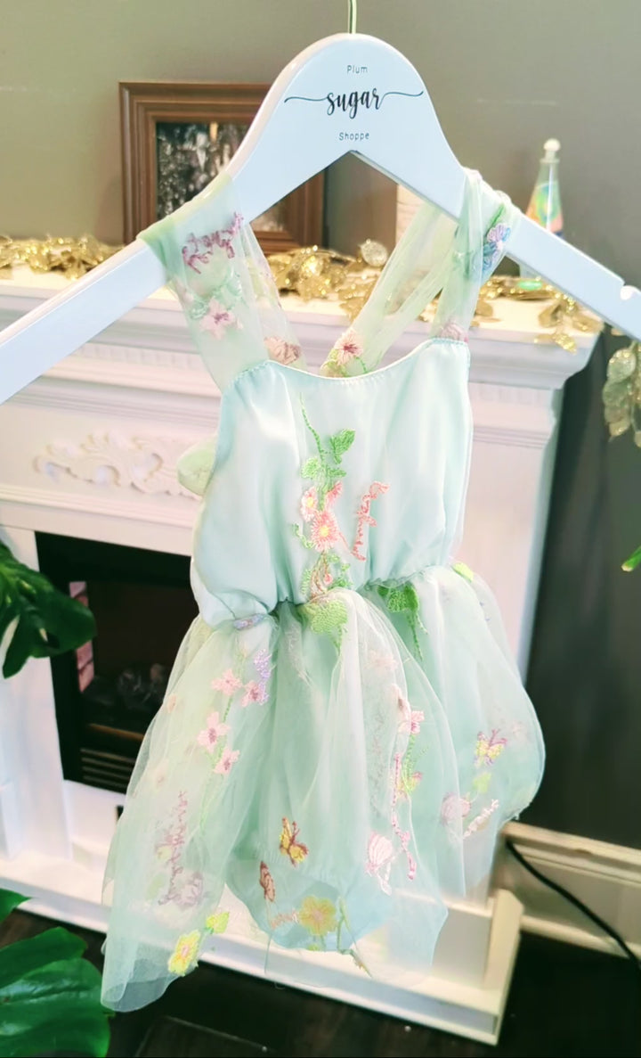 Savanah Green Embroidered Flower Dress