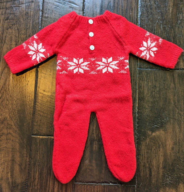 Red Knitted Newborn One-Piece with Hat - Plum Sugar Shoppe