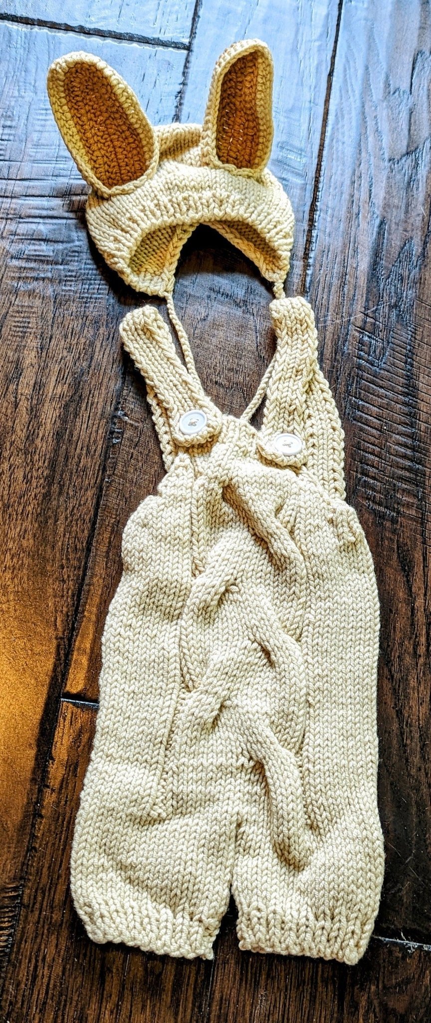 Tan Knit Rabbit Newborn Outfit with Ears - Plum Sugar Shoppe
