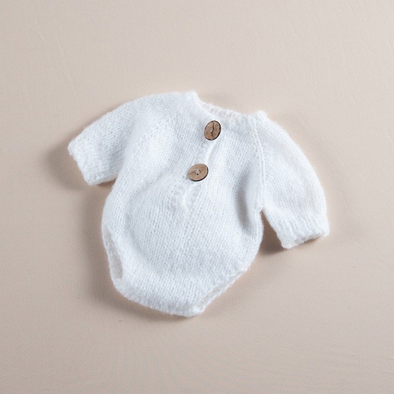 White Knit Rabbit Newborn Outfit with Ears - Plum Sugar Shoppe