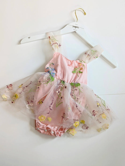 Savanah Pink Embroidered Flower Dress