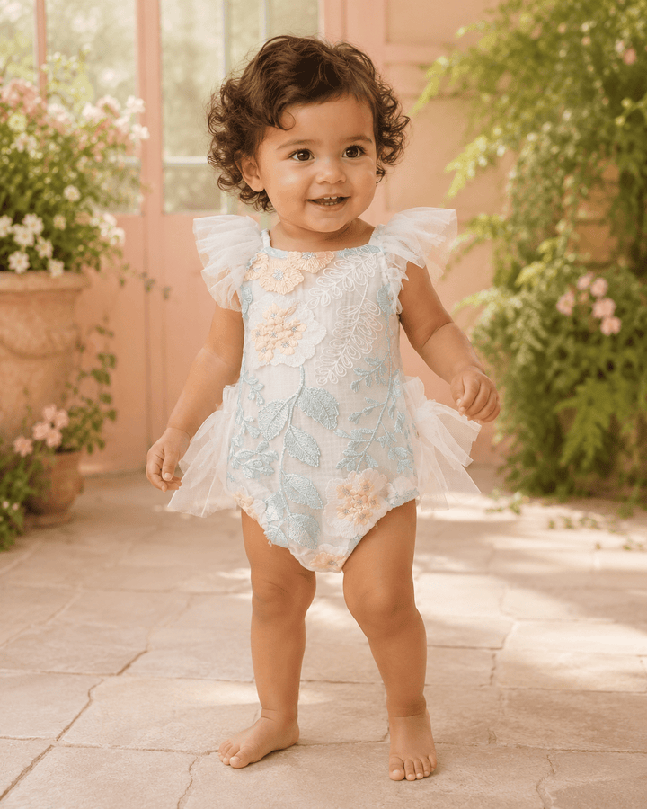 Amara Spring Flowers Baby Romper - Plum Sugar Shoppe