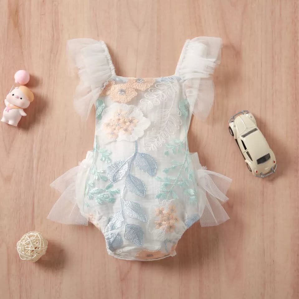 Amara Spring Flowers Baby Romper - Plum Sugar Shoppe