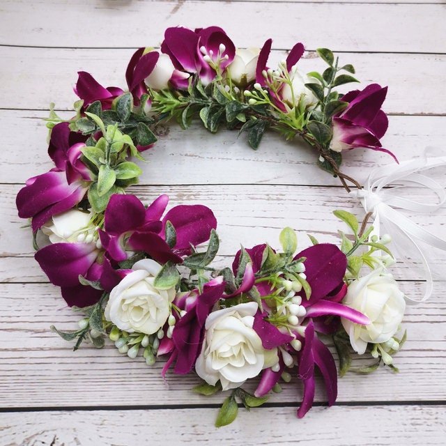 Aria Orchid Flower Crown - Plum Sugar Shoppe