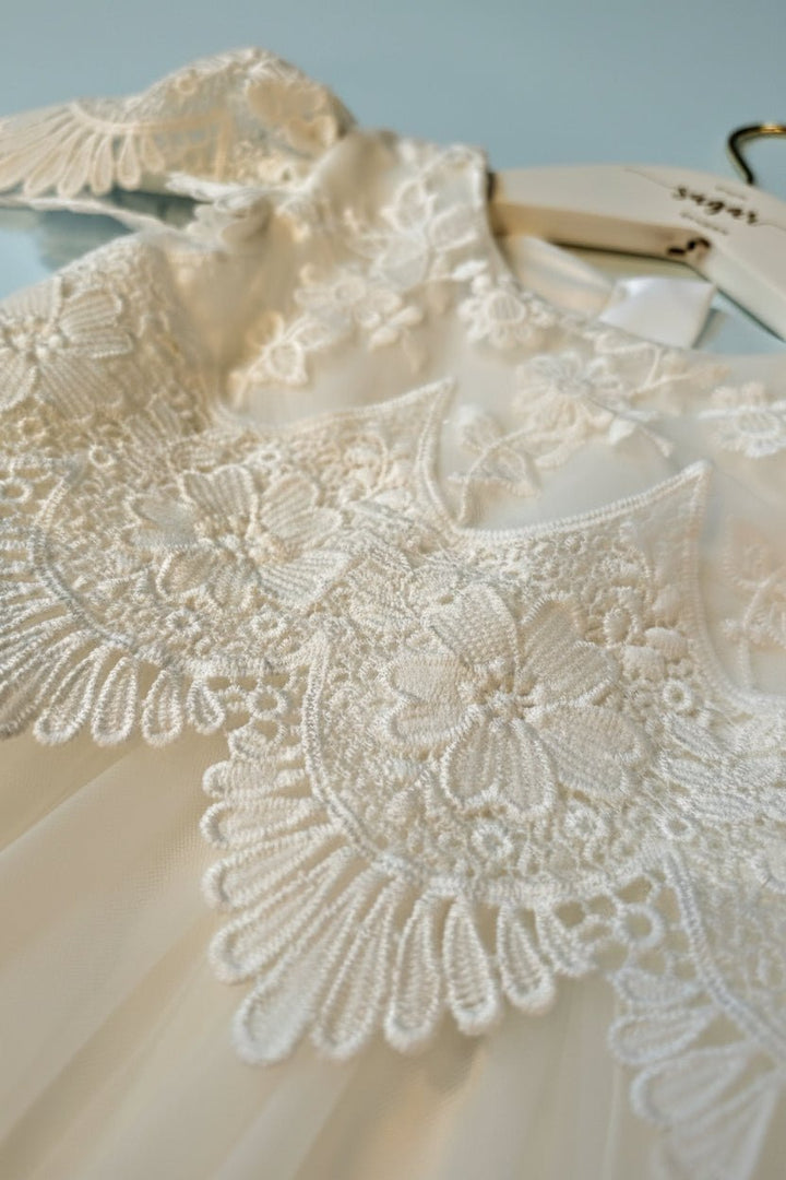 Ava White Lace Christening Gown - Plum Sugar Shoppe