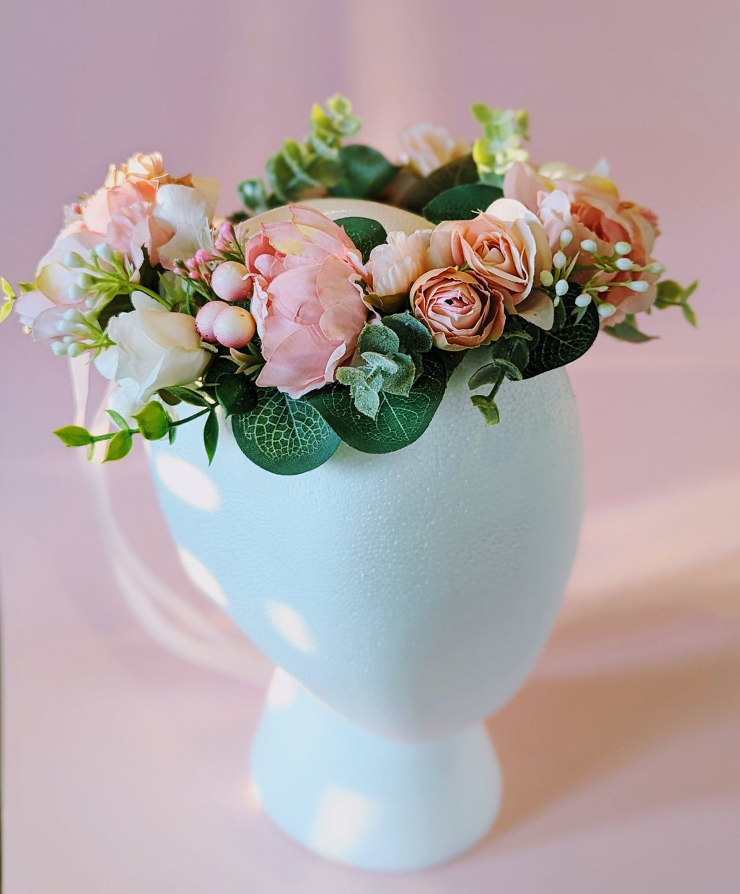 Claire Peony and Eucalyptus Flower Crown - Plum Sugar Shoppe