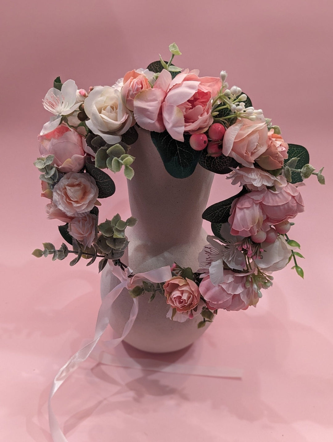 Claire Peony and Eucalyptus Flower Crown - Plum Sugar Shoppe