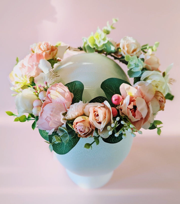 Claire Peony and Eucalyptus Flower Crown - Plum Sugar Shoppe