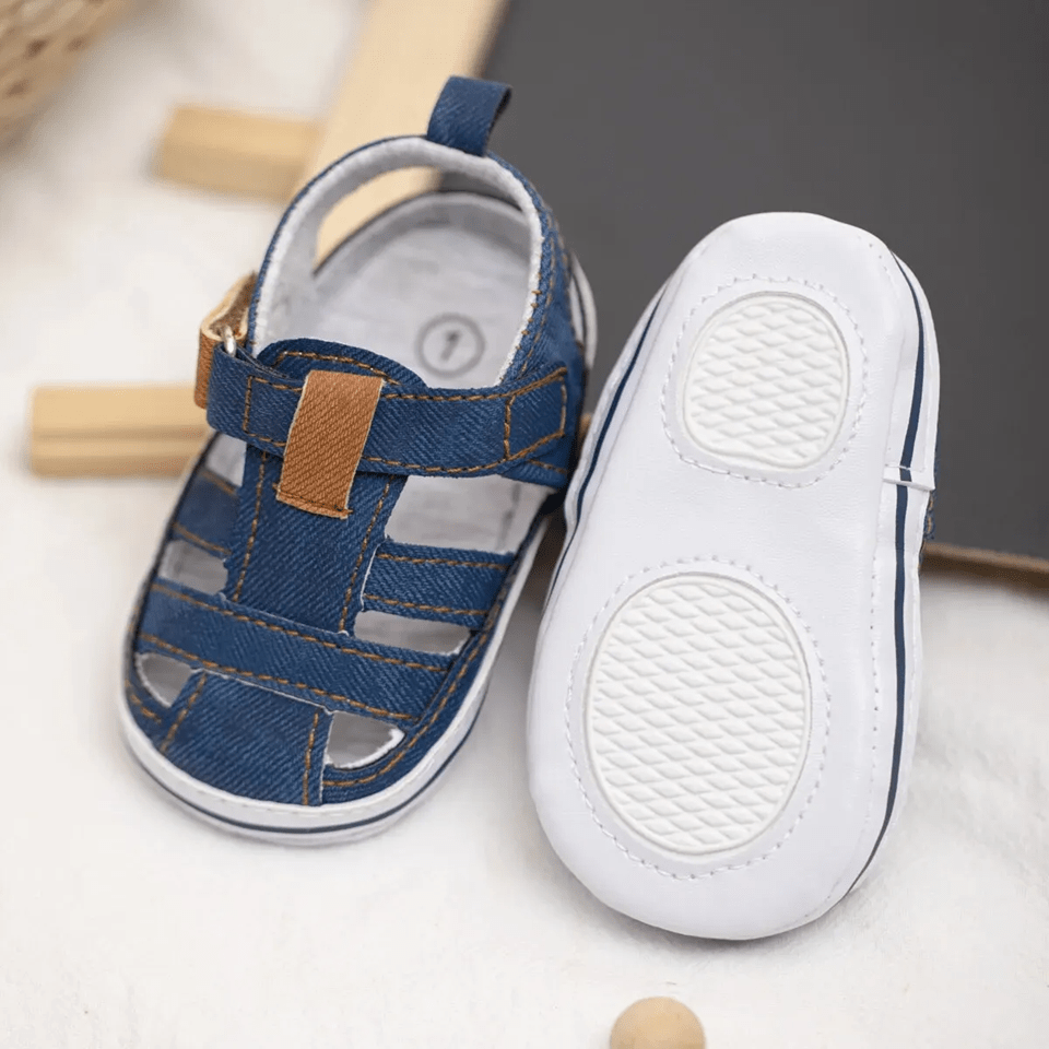 Denim Newborn Sandals - Plum Sugar Shoppe