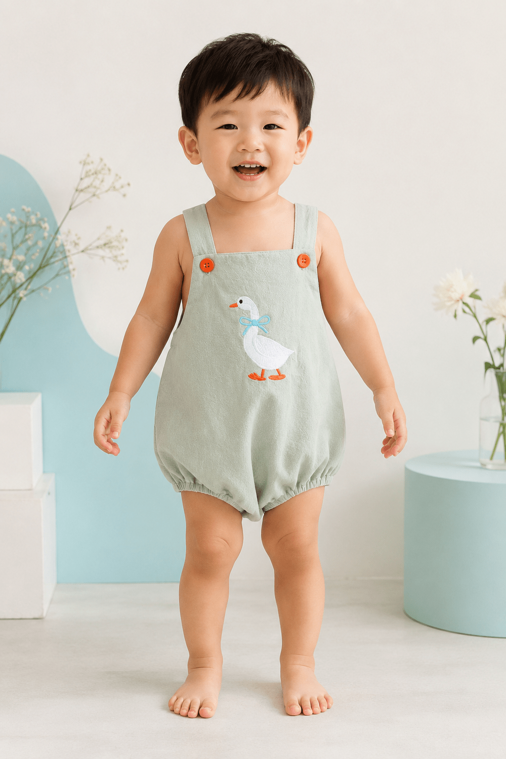 Duck Linen Romper - Plum Sugar Shoppe
