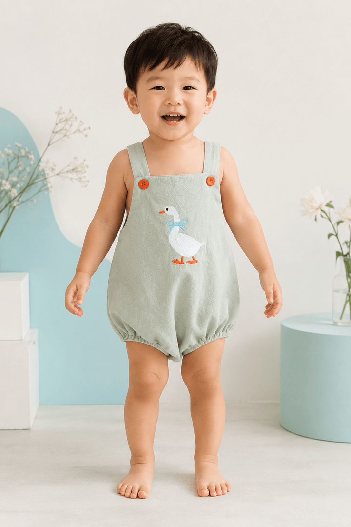 Duck Linen Romper - Plum Sugar Shoppe
