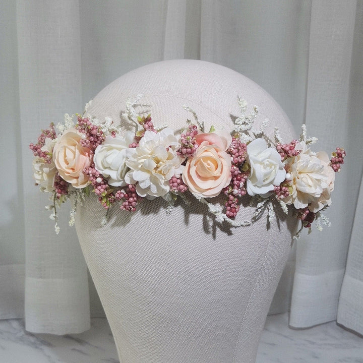 Ella Pale Peach Flower Crown - Plum Sugar Shoppe