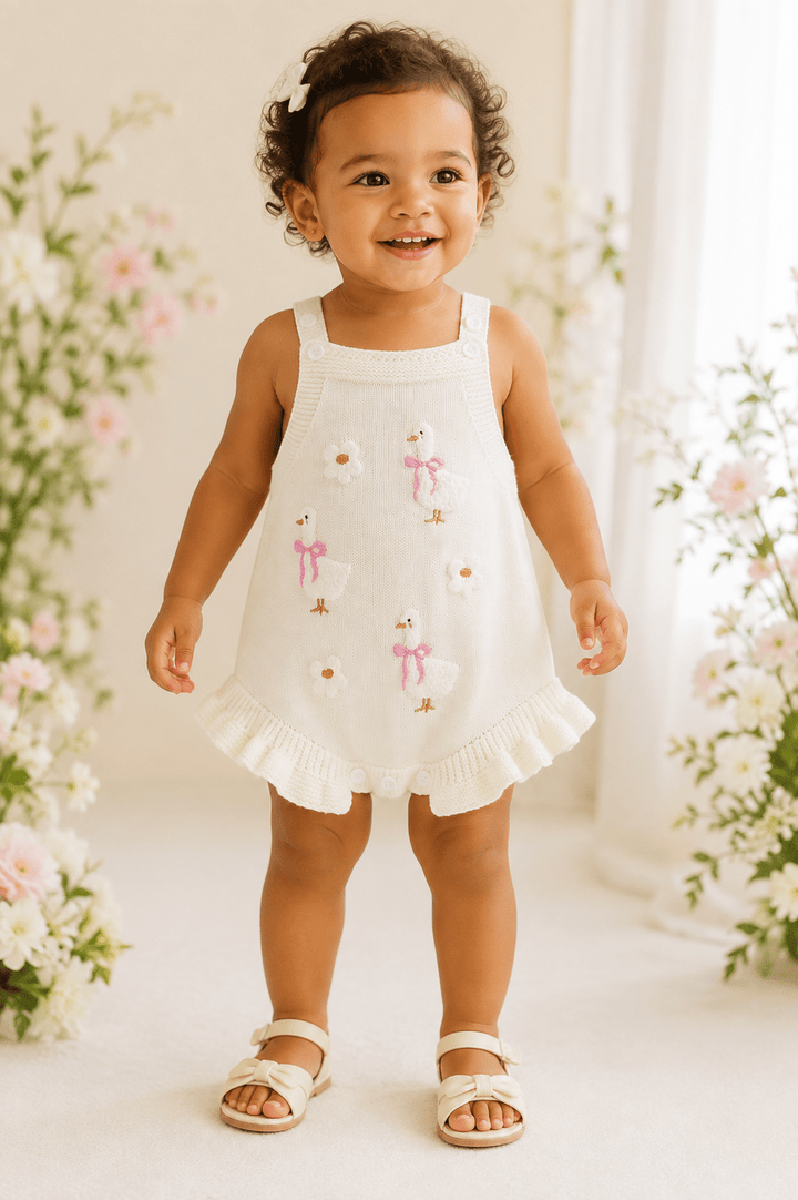 Emmy Duck Knit Romper - Plum Sugar Shoppe