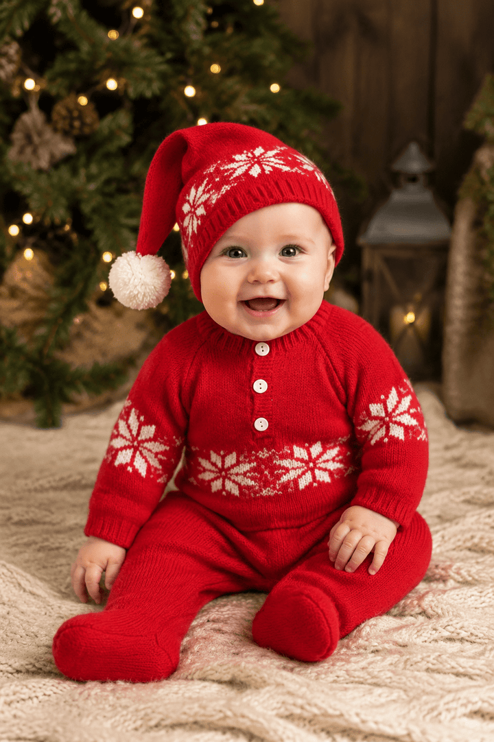 Green Knitted Newborn One-Piece and Hat - Plum Sugar Shoppe
