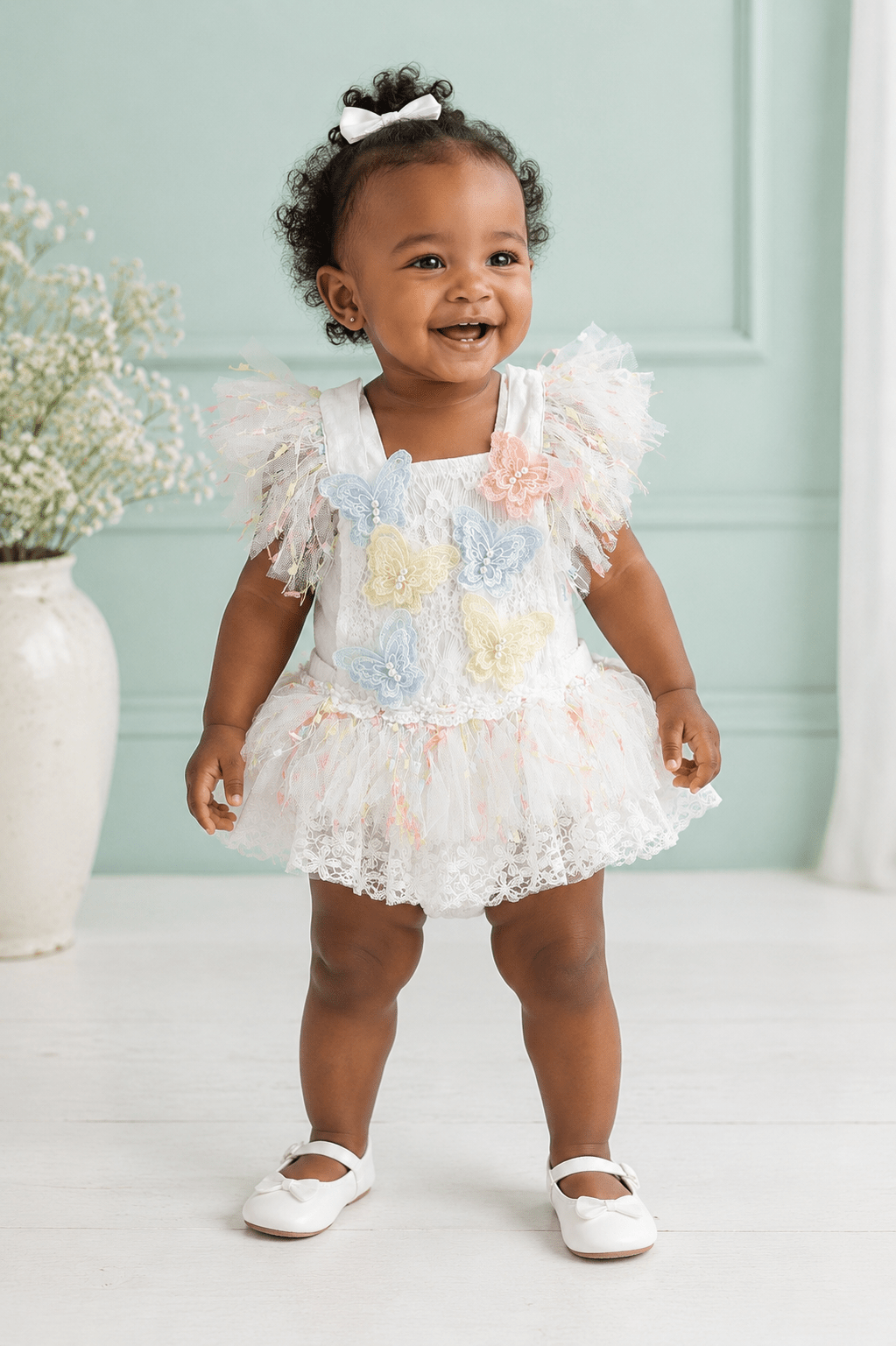 Hailey Rainbow and Butterfly Baby Romper - Plum Sugar Shoppe