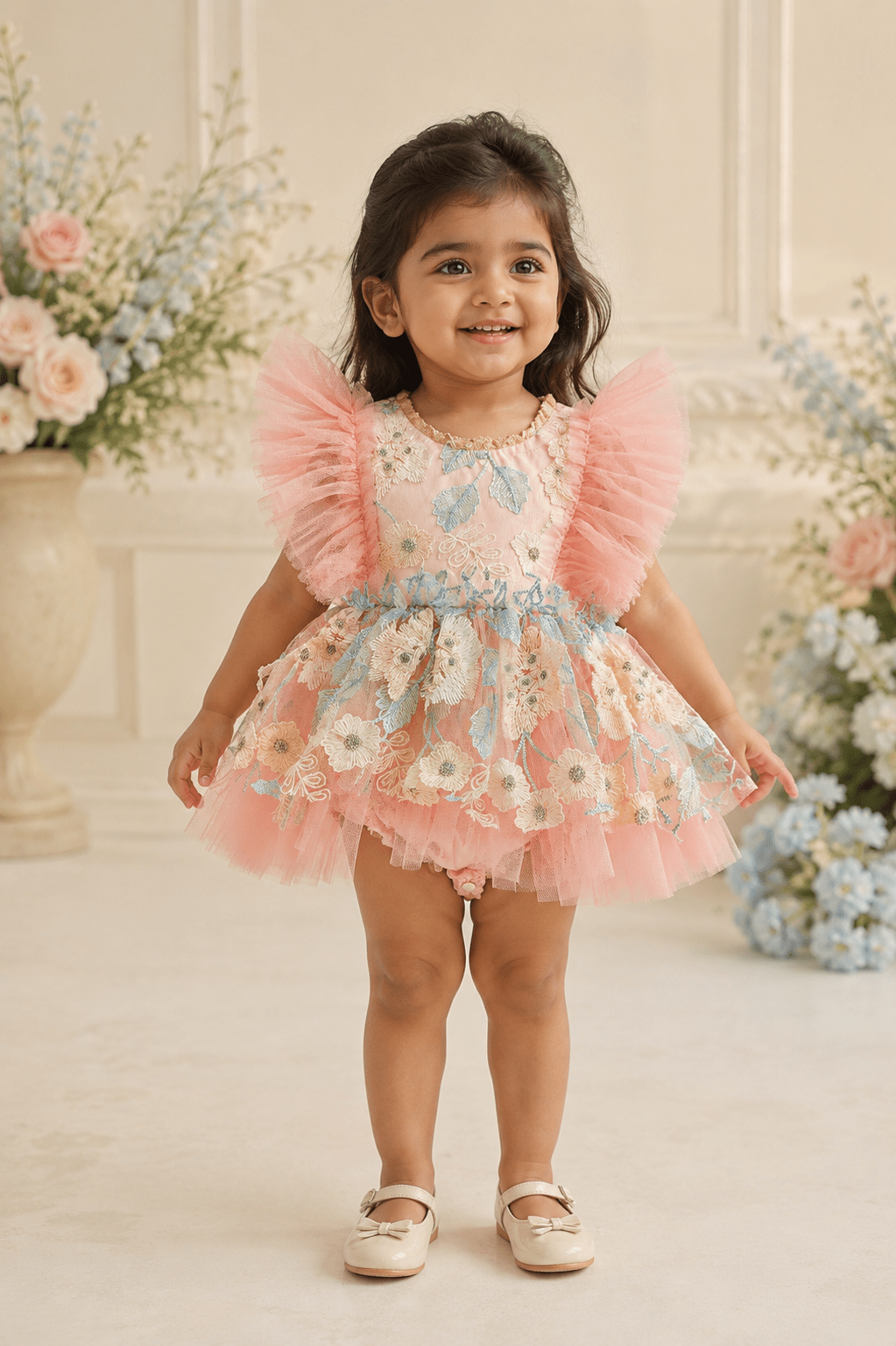 Iris Pink Embroidered Tulle Baby Dress - Plum Sugar Shoppe