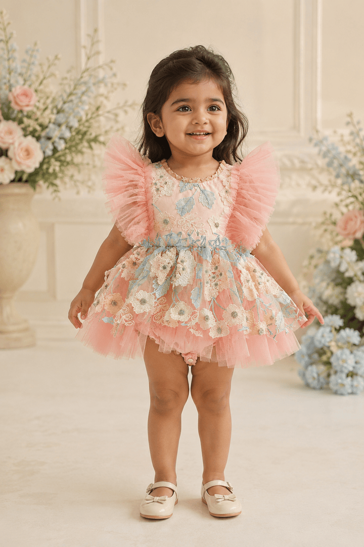 Iris Pink Embroidered Tulle Baby Dress - Plum Sugar Shoppe