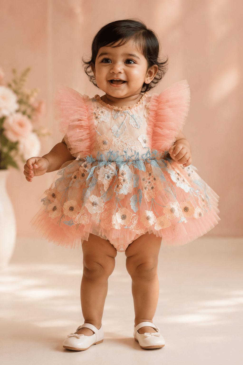 Iris Pink Embroidered Tulle Baby Dress - Plum Sugar Shoppe