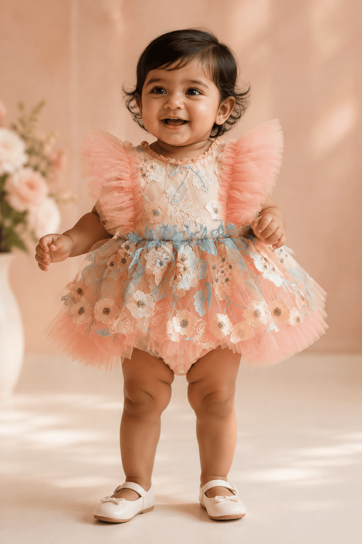 Iris Pink Embroidered Tulle Baby Dress - Plum Sugar Shoppe