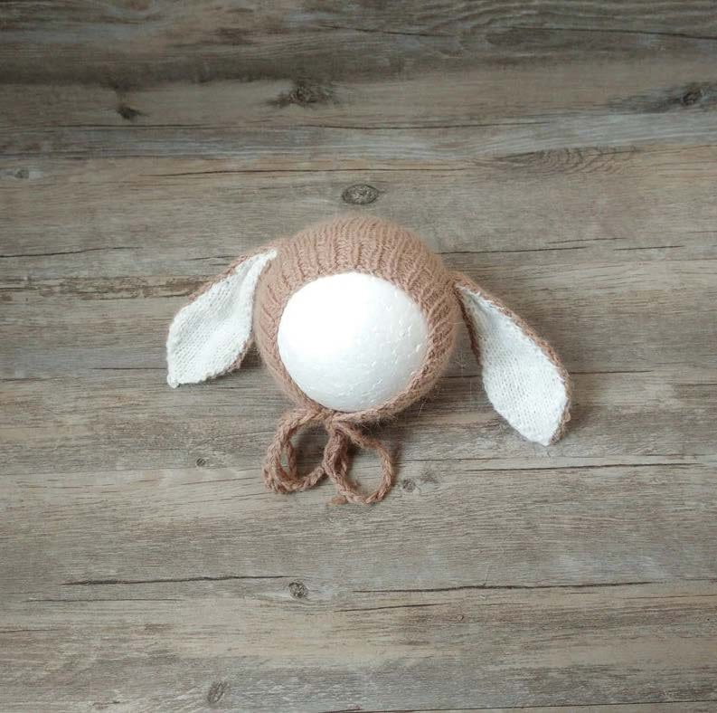 Knit Bunny Newborn Bonnet - Plum Sugar Shoppe