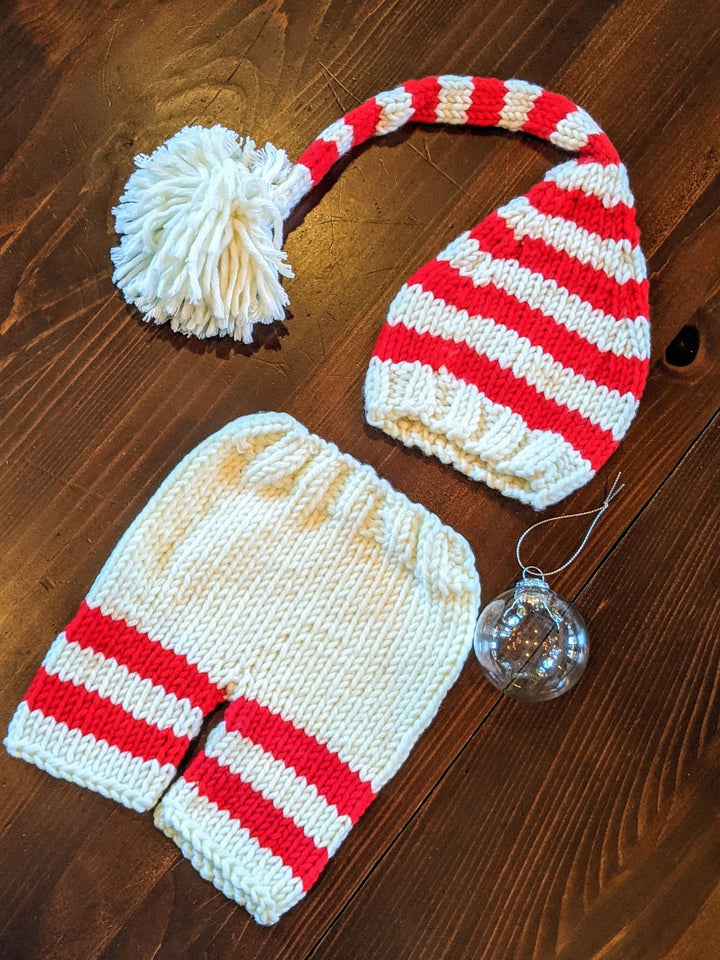 Knitted Newborn Elf Outfit - Plum Sugar Shoppe