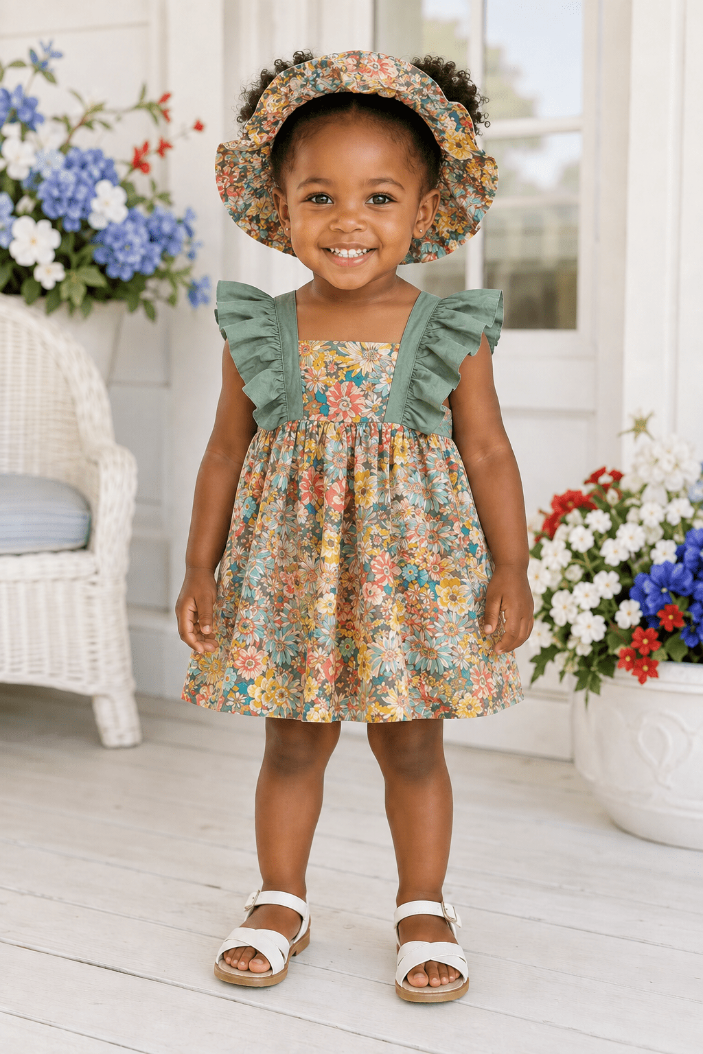 Livy Green Floral Cotton Summer Dress - Plum Sugar Shoppe