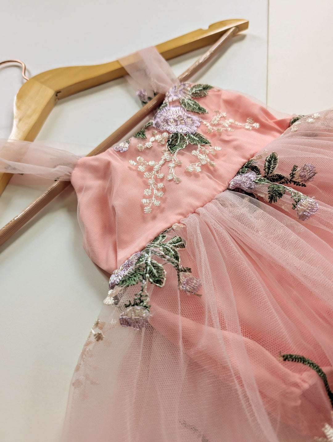 Mia Pink Embroidered Tulle Dress - Plum Sugar Shoppe