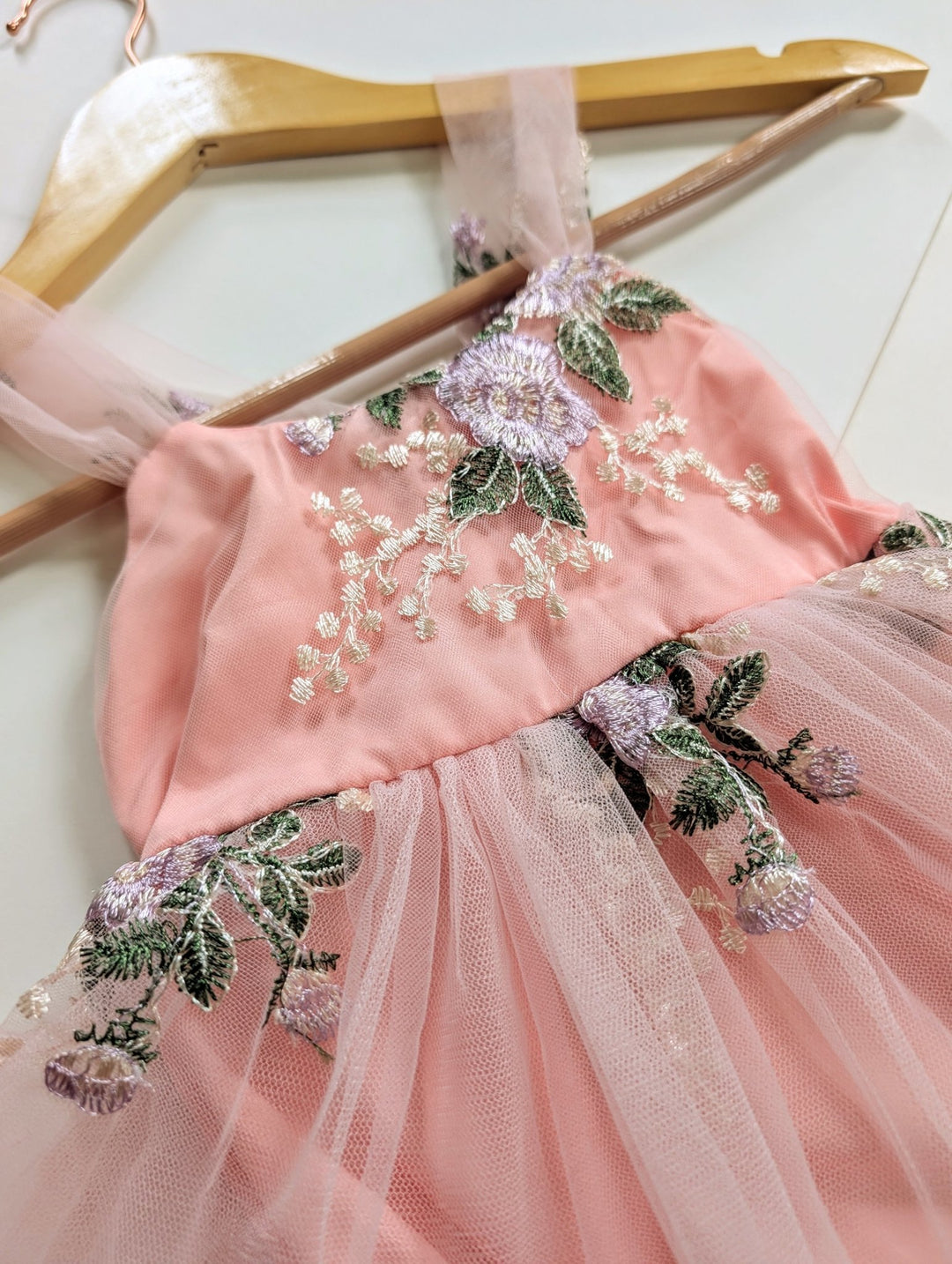 Mia Pink Embroidered Tulle Dress - Plum Sugar Shoppe