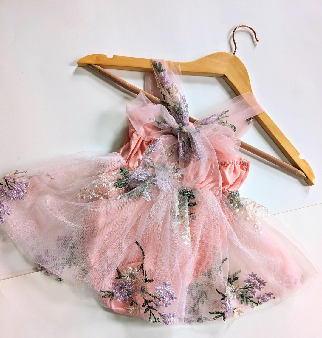 Mia Pink Embroidered Tulle Dress - Plum Sugar Shoppe
