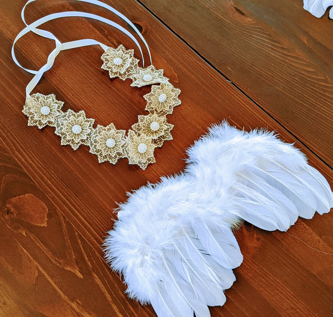 Newborn Angel Wings with Headband - Plum Sugar Shoppe