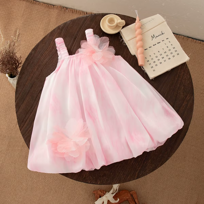 Vestido de flores bordado en verde Savanah