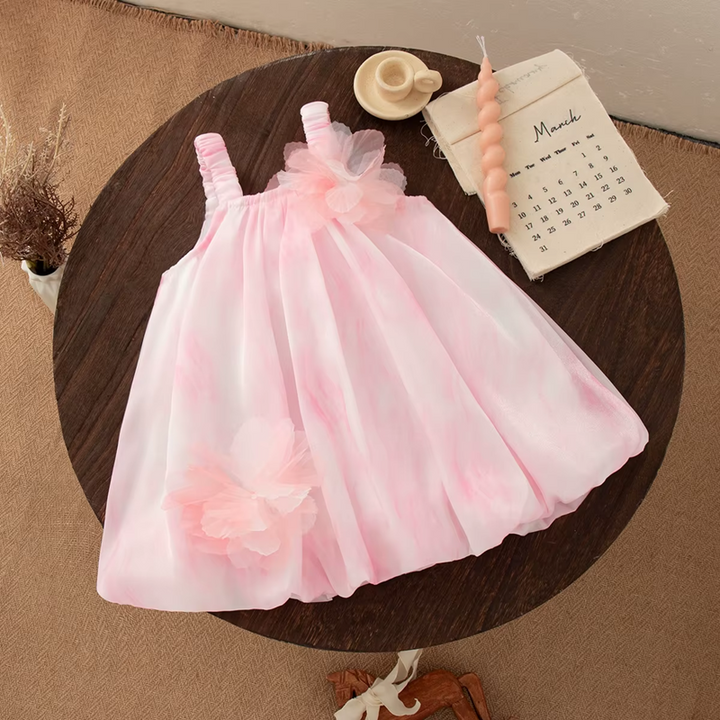 Vestido de flores bordado en verde Savanah
