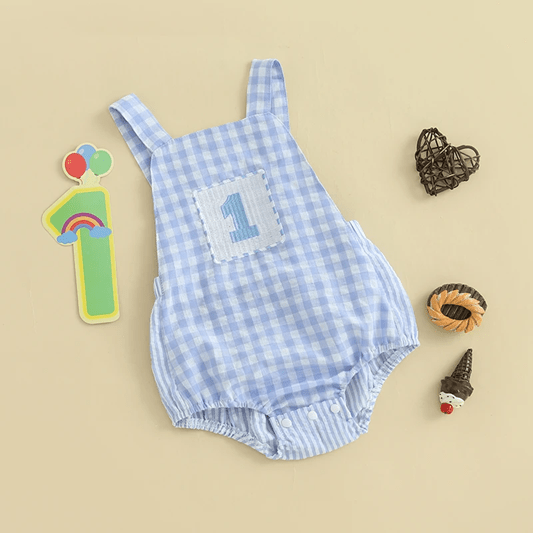 One Year Seersucker Romper - Plum Sugar Shoppe