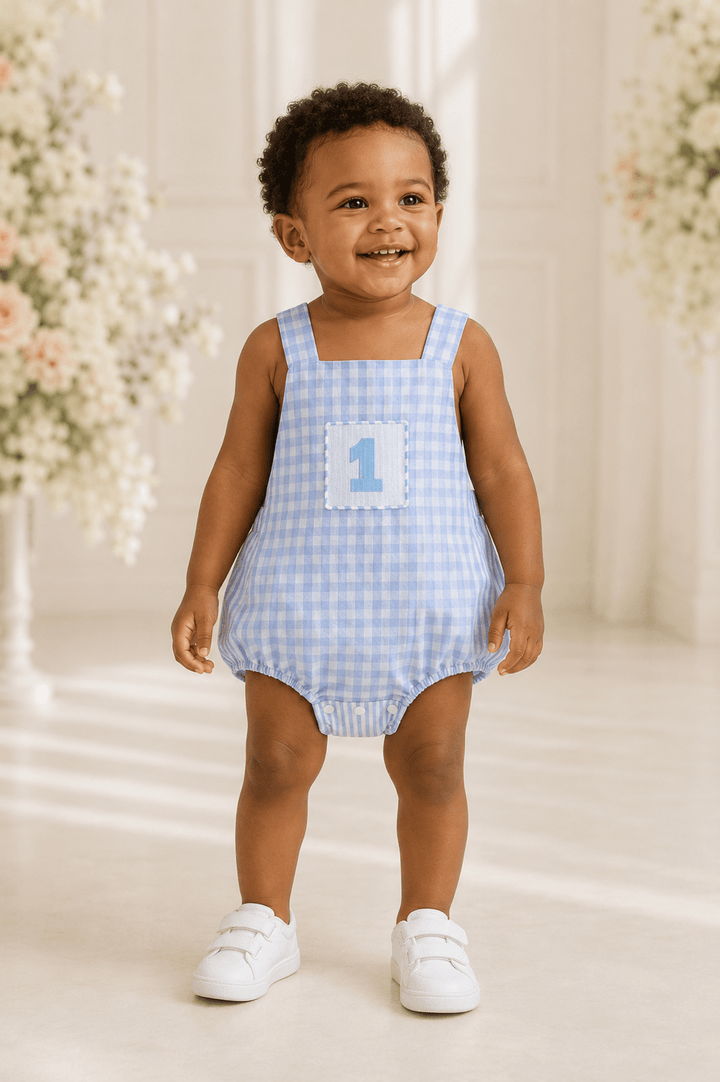 One Year Seersucker Romper - Plum Sugar Shoppe