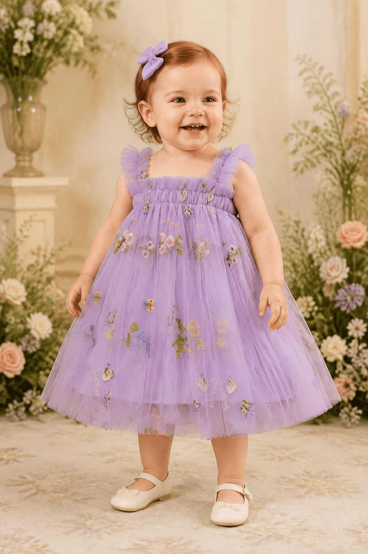 Pauline Embroidered Party Dress - Plum Sugar Shoppe