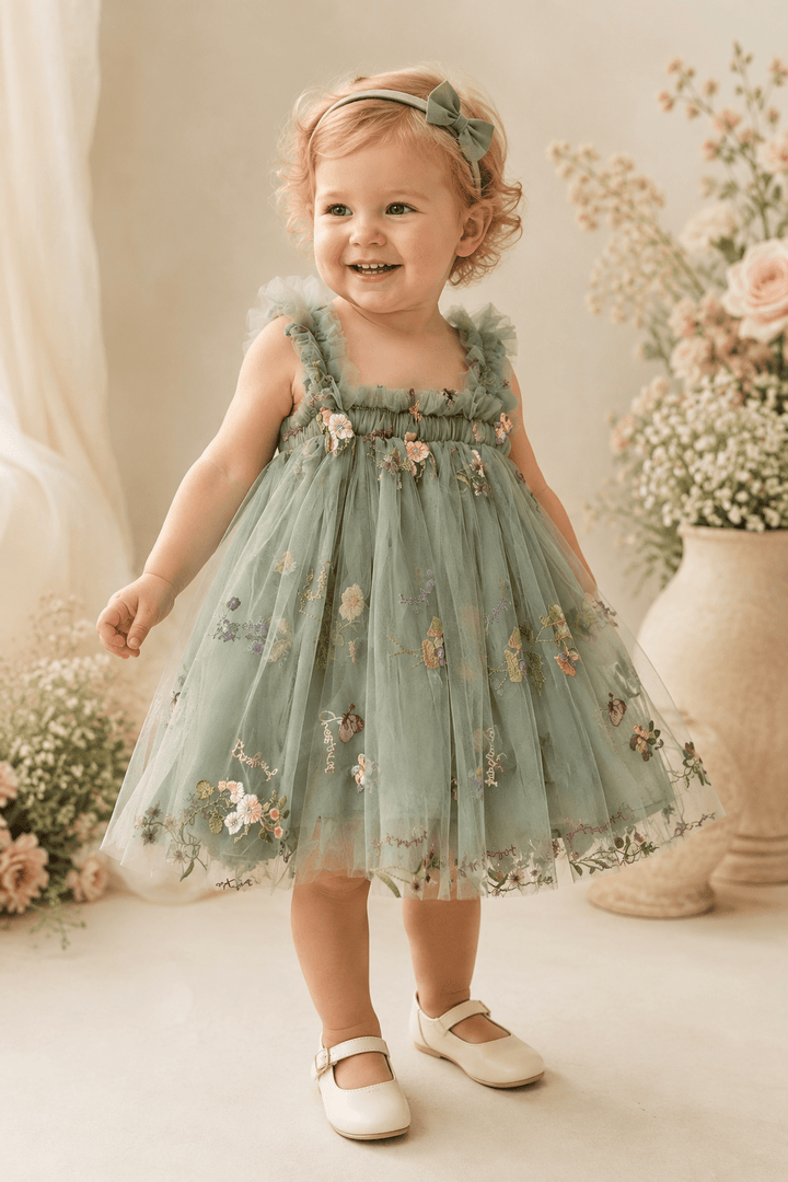 Pauline Embroidered Party Dress - Plum Sugar Shoppe