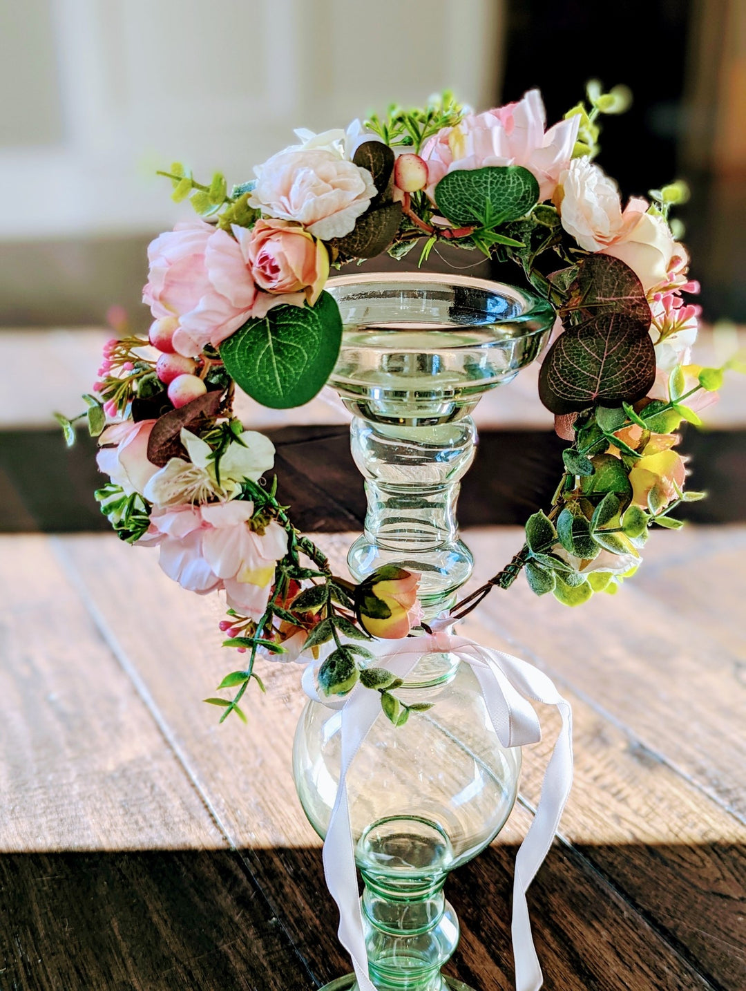 Peony and Eucalyptus Flower Crown, Pink and Ivory Flower Headband, Maternity Floral Headpiece, Bridesmaids Flower Crown, Floral Headband - Plum Sugar Shoppe