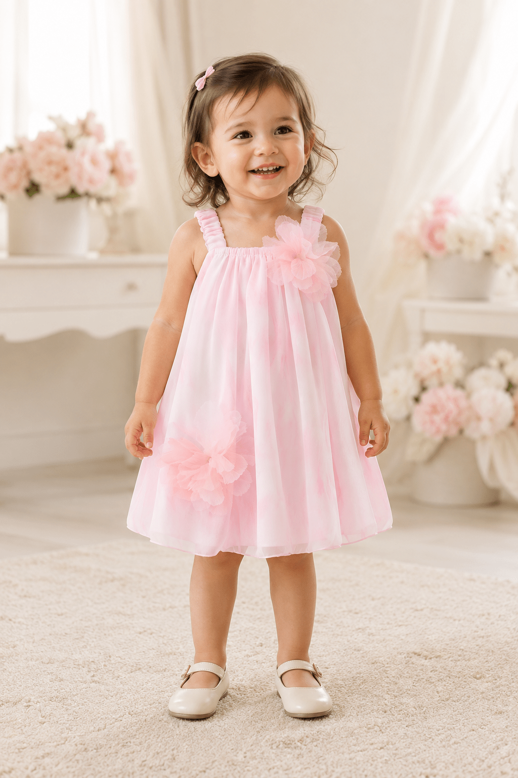 Pink Flower Bubble Dress - Plum Sugar Shoppe