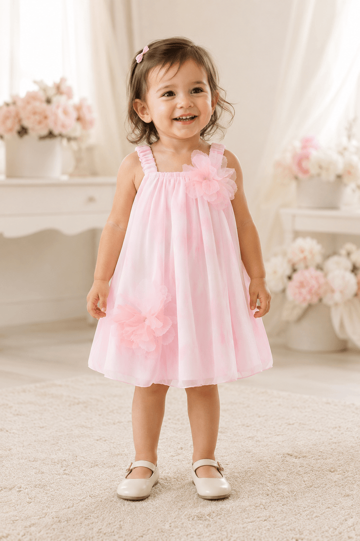 Pink Flower Bubble Dress - Plum Sugar Shoppe