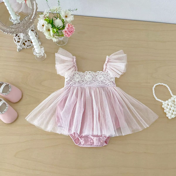 Vestido de flores bordado en verde Savanah