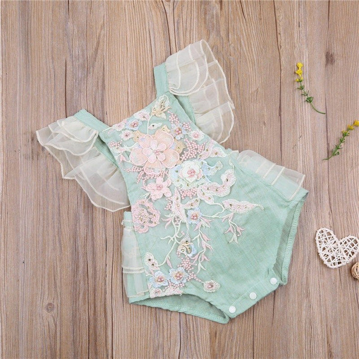 Pint Embroidered Baby Romper, Lace Embroidered Flowers, Toddler Baby Romper, Cash Smash Outfit, Birthday Romper, Toddler / Newborn Photo - Plum Sugar Shoppe