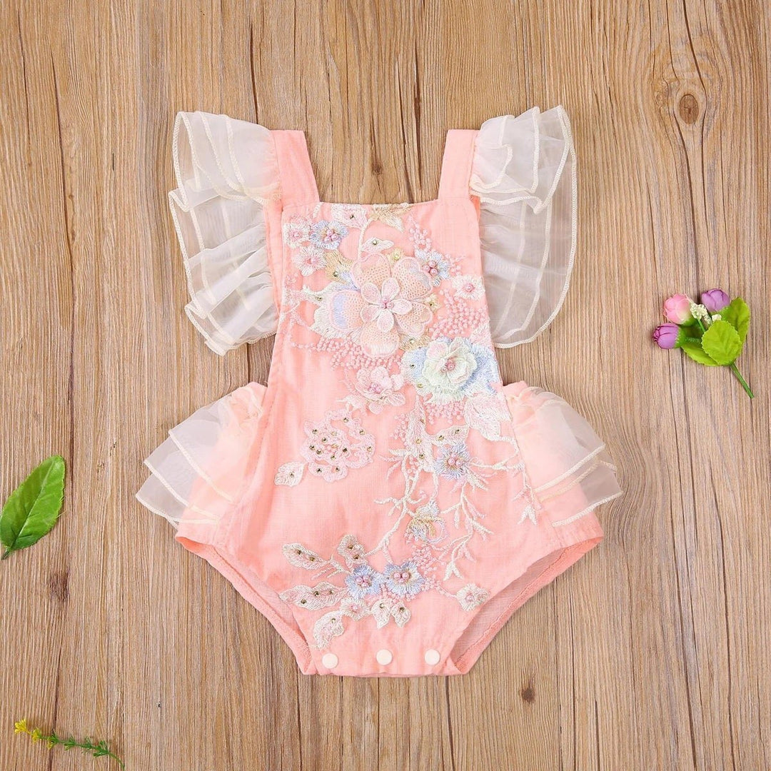 Pint Embroidered Baby Romper, Lace Embroidered Flowers, Toddler Baby Romper, Cash Smash Outfit, Birthday Romper, Toddler / Newborn Photo - Plum Sugar Shoppe